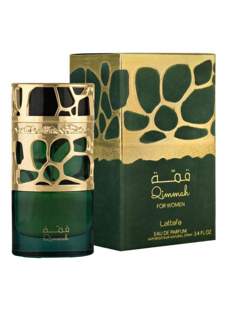 Lattafa Qimmah Eau De Parfum – Elegant 100ml Fragrance with Gold Cage Design Bottle - Image 3